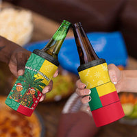 Benin Christmas 4 in 1 Can Cooler Tumbler with Palm Tree Dolls and Red Yellow Green Festive - Wonder Print Shop