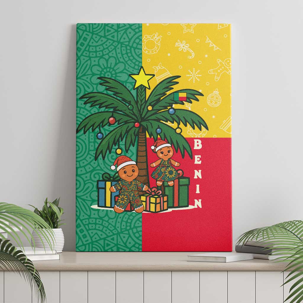 Benin Christmas Canvas Wall Art with Palm Tree Dolls and Red Yellow Green Festive - Wonder Print Shop