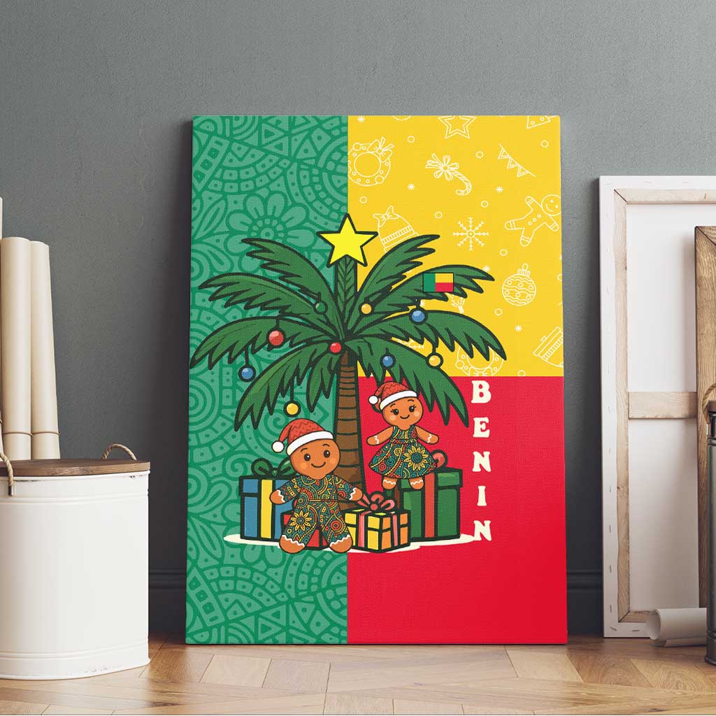 Benin Christmas Canvas Wall Art with Palm Tree Dolls and Red Yellow Green Festive - Wonder Print Shop