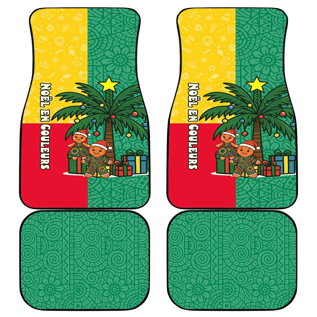 Benin Christmas Car Mats with Palm Tree Dolls and Red Yellow Green Festive - Wonder Print Shop
