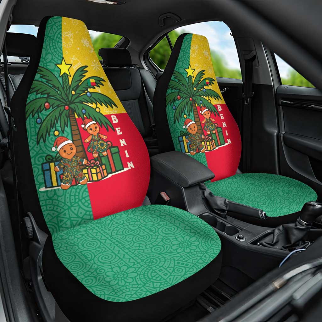 Benin Christmas Car Seat Cover with Palm Tree Dolls and Red Yellow Green Festive - Wonder Print Shop