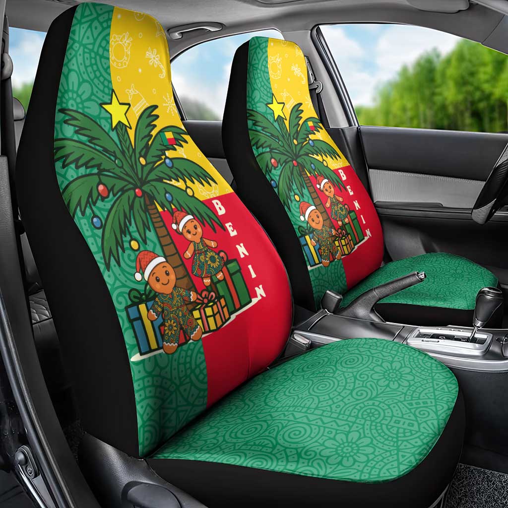 Benin Christmas Car Seat Cover with Palm Tree Dolls and Red Yellow Green Festive - Wonder Print Shop