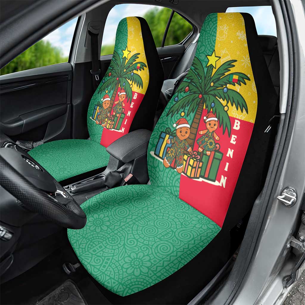 Benin Christmas Car Seat Cover with Palm Tree Dolls and Red Yellow Green Festive - Wonder Print Shop