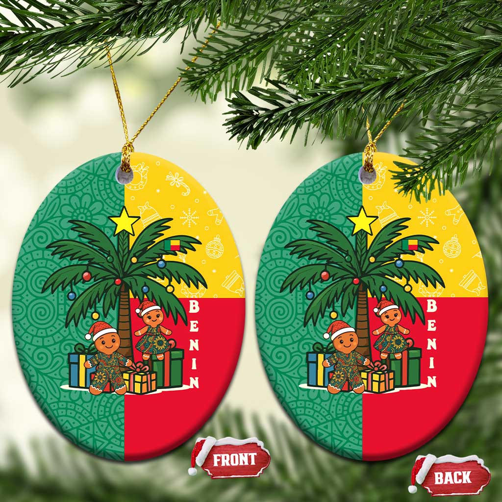 Benin Christmas Ceramic Ornament with Palm Tree Dolls and Red Yellow Green Festive - Wonder Print Shop