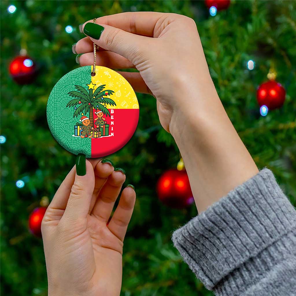 Benin Christmas Ceramic Ornament with Palm Tree Dolls and Red Yellow Green Festive - Wonder Print Shop