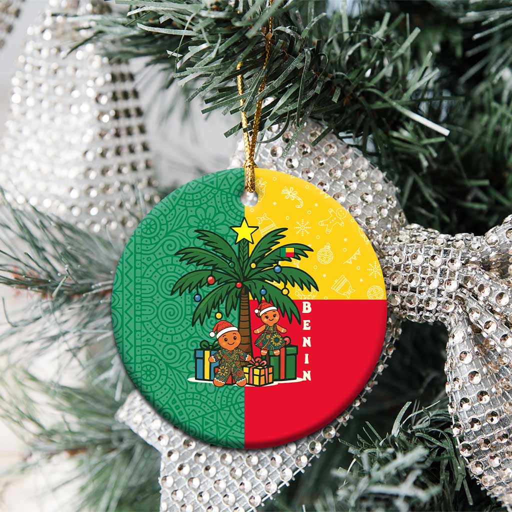 Benin Christmas Ceramic Ornament with Palm Tree Dolls and Red Yellow Green Festive - Wonder Print Shop