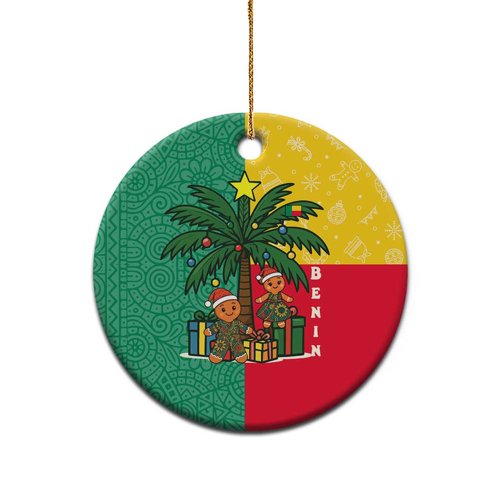 Benin Christmas Ceramic Ornament with Palm Tree Dolls and Red Yellow Green Festive - Wonder Print Shop