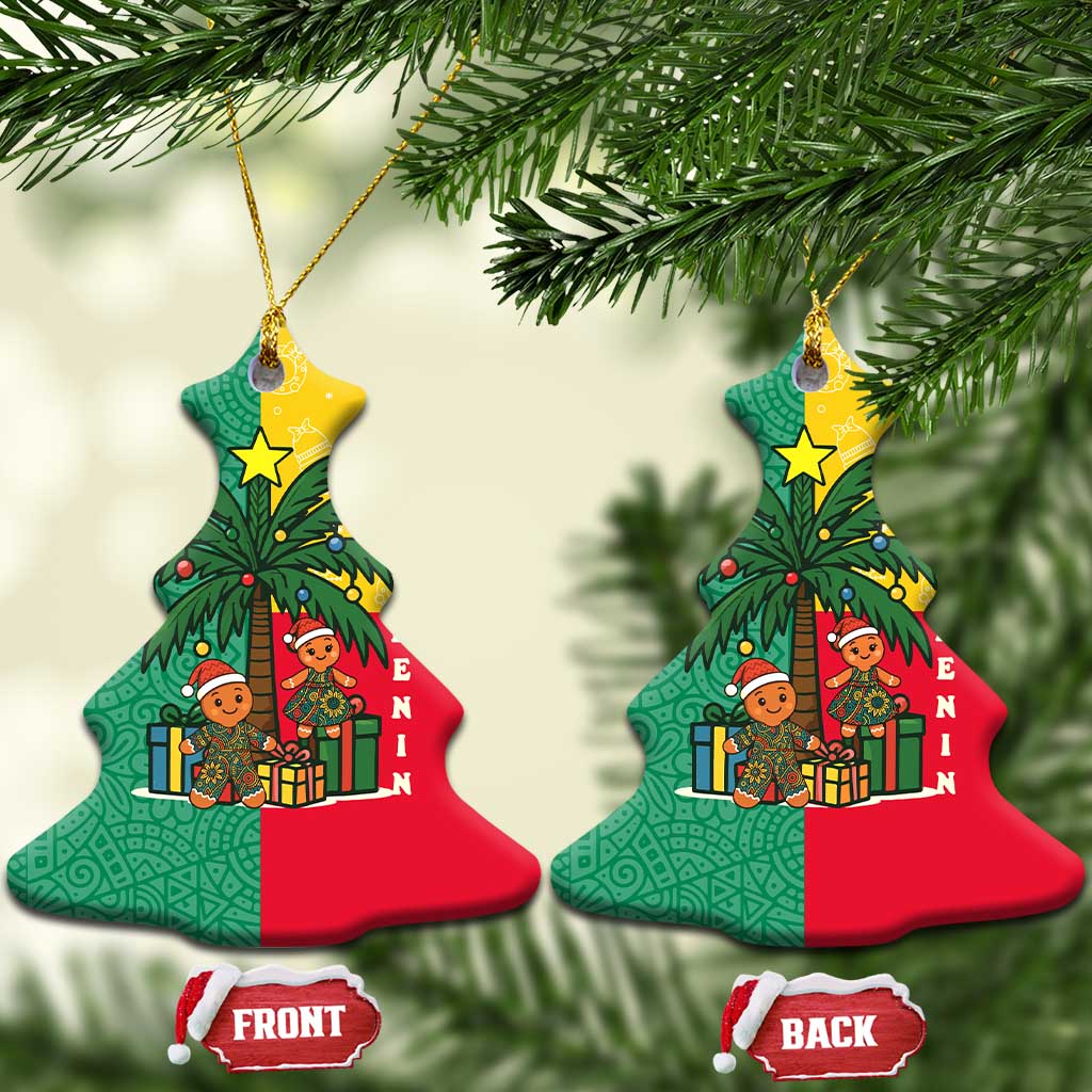 Benin Christmas Ceramic Ornament with Palm Tree Dolls and Red Yellow Green Festive - Wonder Print Shop