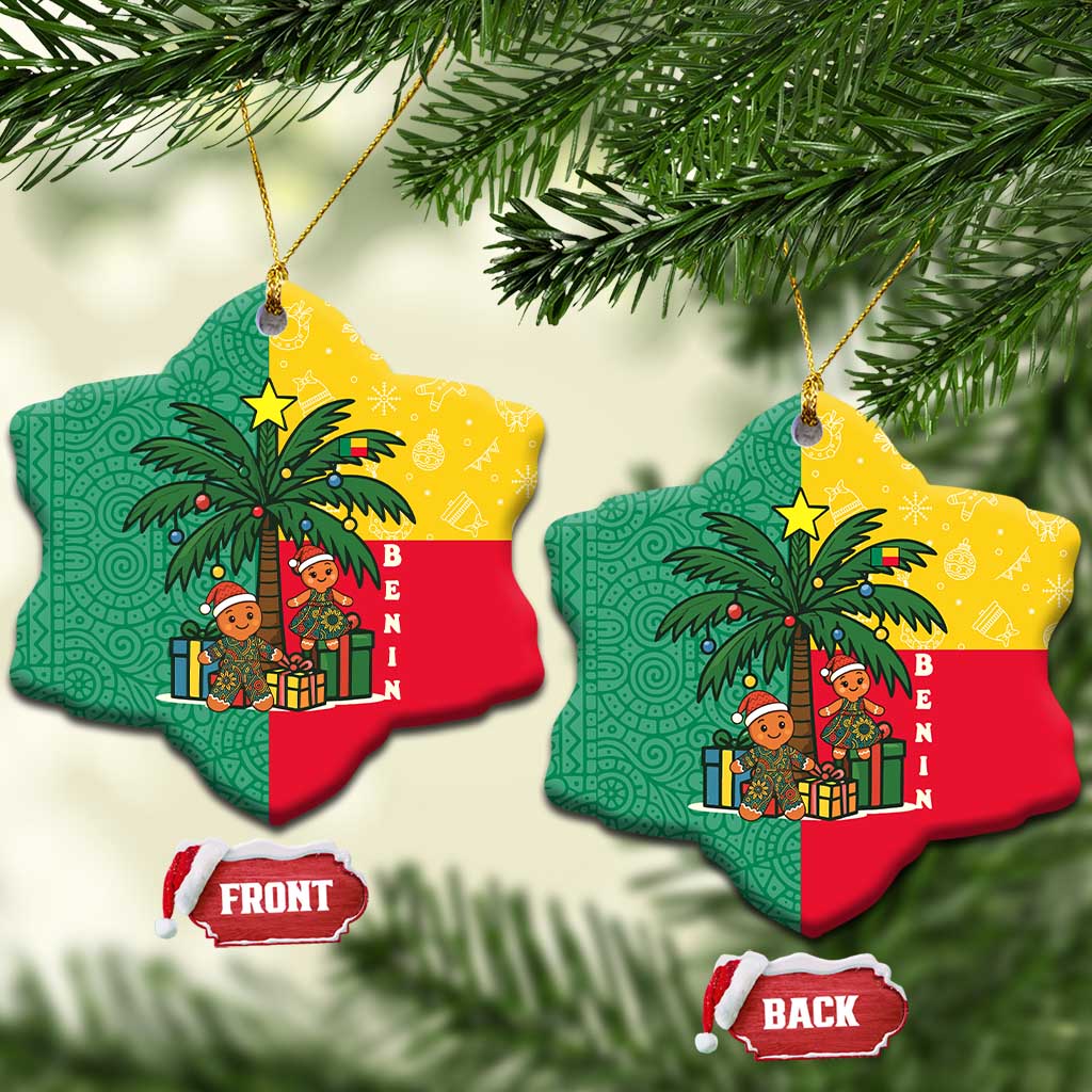 Benin Christmas Ceramic Ornament with Palm Tree Dolls and Red Yellow Green Festive - Wonder Print Shop