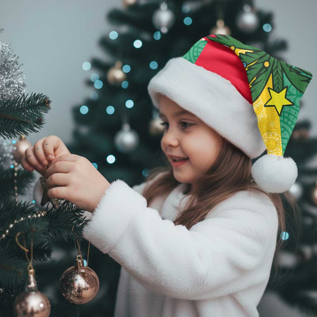 Benin Christmas Santa Hat with Palm Tree Dolls and Red Yellow Green Festive - Wonder Print Shop