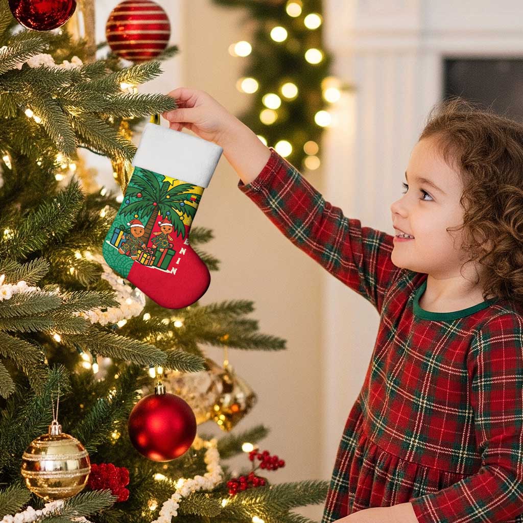Benin Christmas Stocking with Palm Tree Dolls and Red Yellow Green Festive - Wonder Print Shop