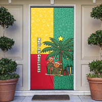 Benin Christmas Door Cover with Palm Tree Dolls and Red Yellow Green Festive - Wonder Print Shop
