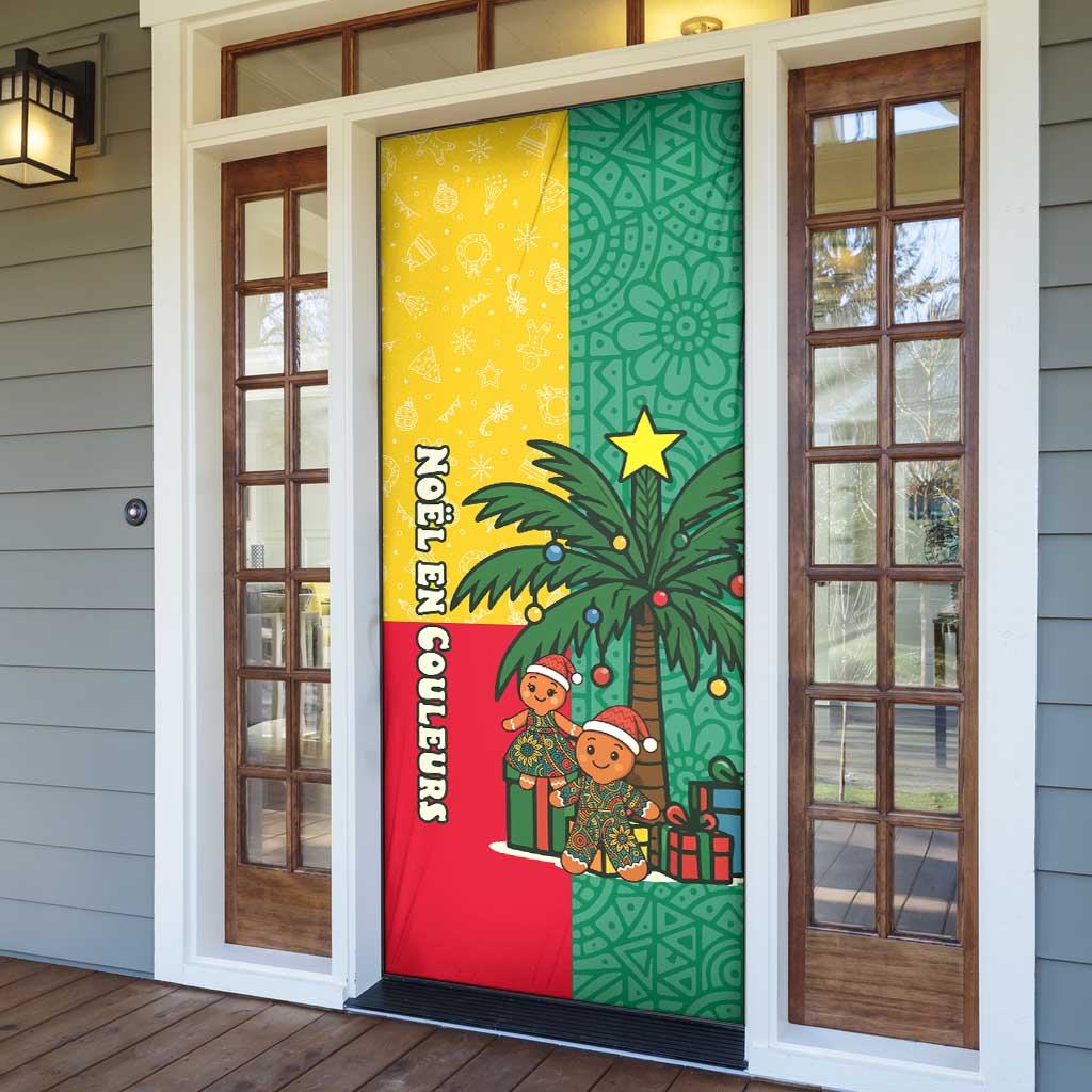 Benin Christmas Door Cover with Palm Tree Dolls and Red Yellow Green Festive - Wonder Print Shop