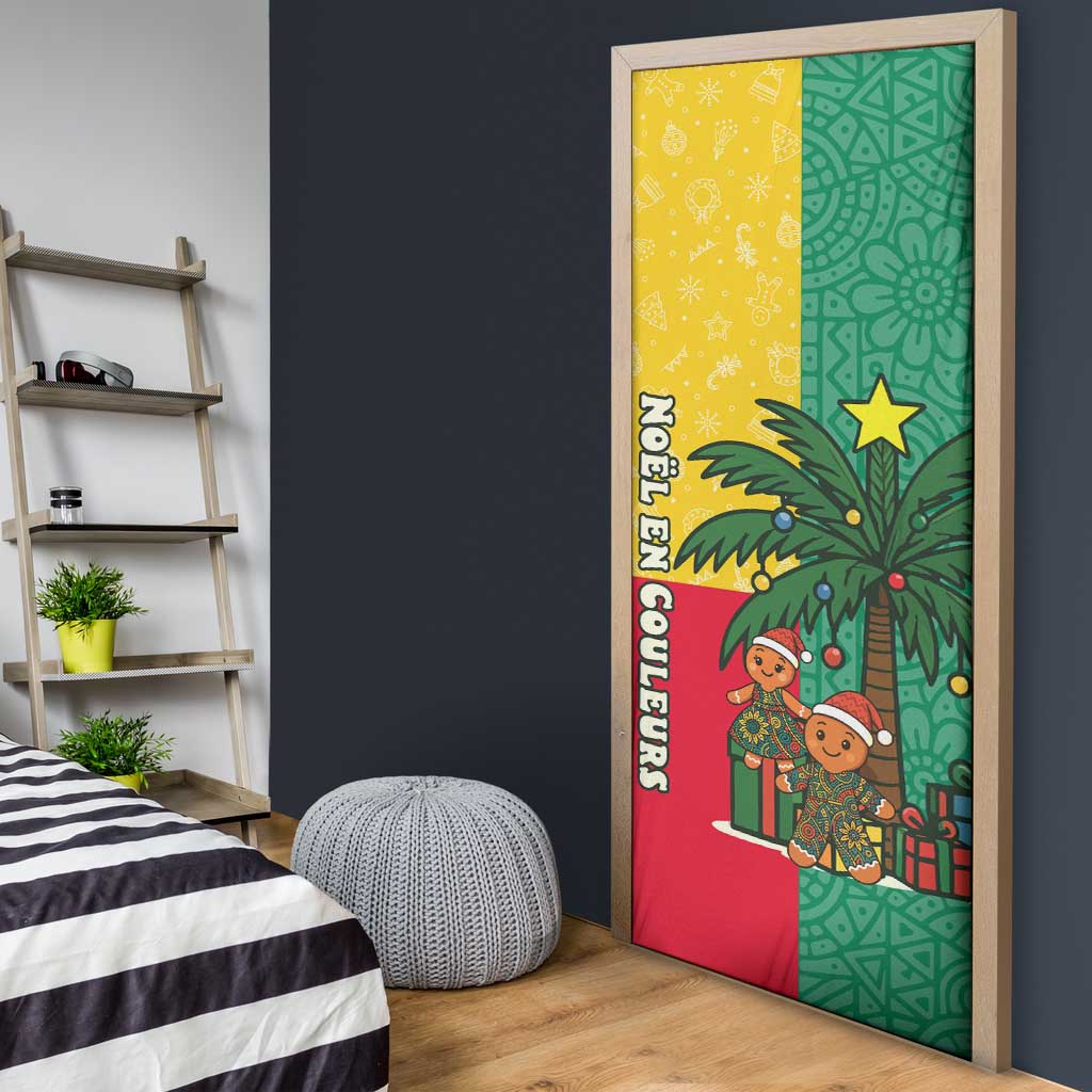 Benin Christmas Door Cover with Palm Tree Dolls and Red Yellow Green Festive - Wonder Print Shop