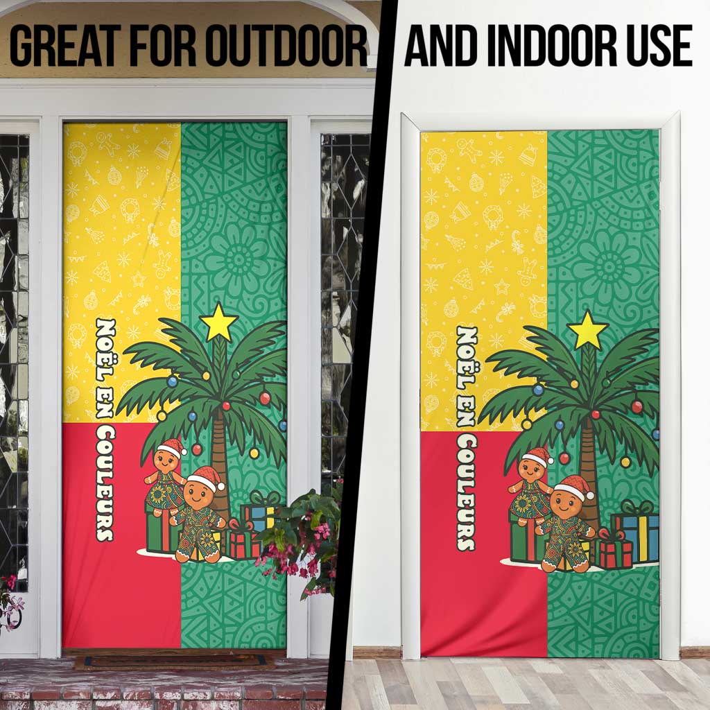 Benin Christmas Door Cover with Palm Tree Dolls and Red Yellow Green Festive - Wonder Print Shop