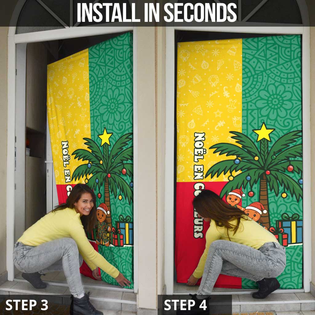 Benin Christmas Door Cover with Palm Tree Dolls and Red Yellow Green Festive - Wonder Print Shop