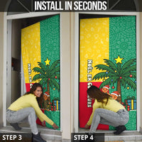 Benin Christmas Door Cover with Palm Tree Dolls and Red Yellow Green Festive - Wonder Print Shop
