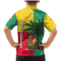 Benin Christmas Family Matching Mermaid Dress and Hawaiian Shirt with Palm Tree Dolls and Red Yellow Green Festive - Wonder Print Shop