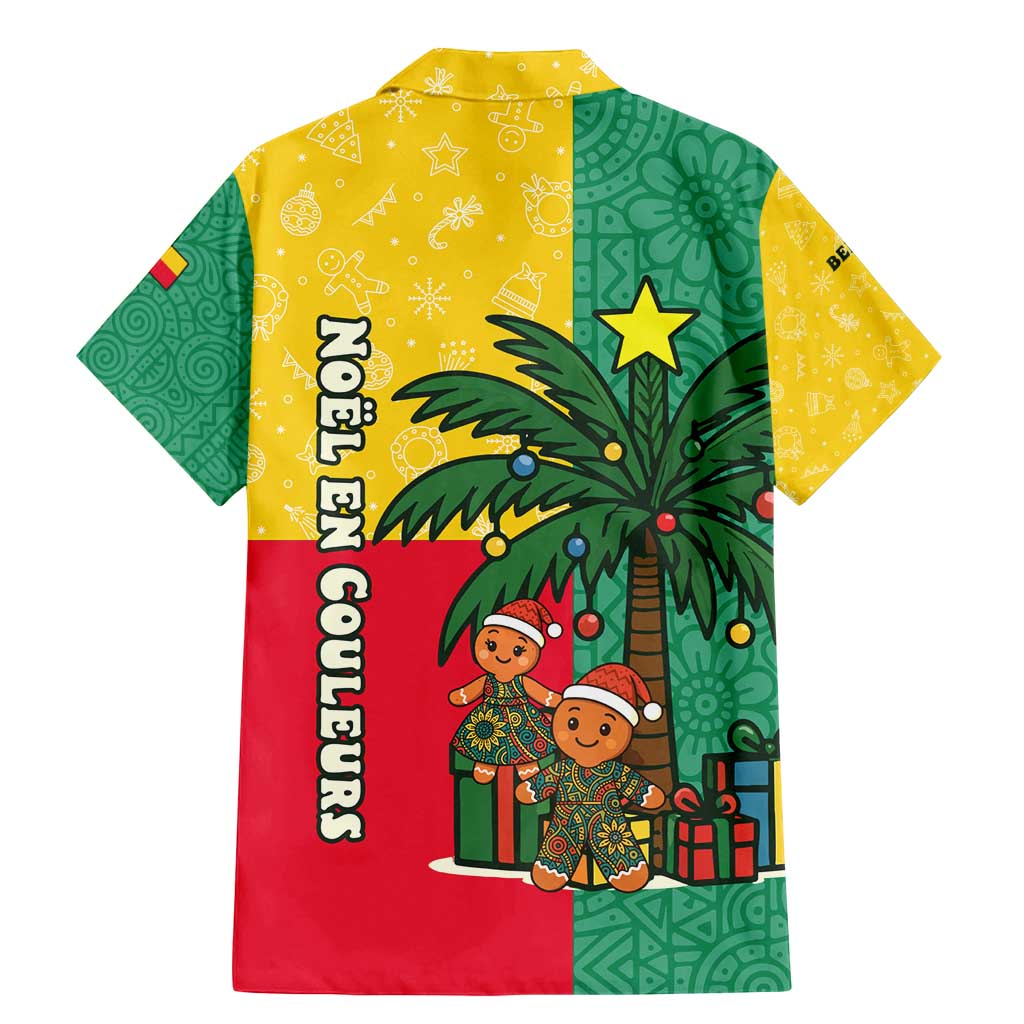 Benin Christmas Family Matching Mermaid Dress and Hawaiian Shirt with Palm Tree Dolls and Red Yellow Green Festive - Wonder Print Shop