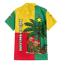 Benin Christmas Family Matching Mermaid Dress and Hawaiian Shirt with Palm Tree Dolls and Red Yellow Green Festive - Wonder Print Shop