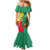 Benin Christmas Family Matching Mermaid Dress and Hawaiian Shirt with Palm Tree Dolls and Red Yellow Green Festive - Wonder Print Shop