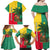 Benin Christmas Family Matching Off Shoulder Maxi Dress and Hawaiian Shirt with Palm Tree Dolls and Red Yellow Green Festive - Wonder Print Shop