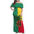 Benin Christmas Family Matching Off Shoulder Maxi Dress and Hawaiian Shirt with Palm Tree Dolls and Red Yellow Green Festive - Wonder Print Shop
