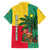 Benin Christmas Family Matching Short Sleeve Bodycon Dress and Hawaiian Shirt with Palm Tree Dolls and Red Yellow Green Festive - Wonder Print Shop
