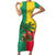 Benin Christmas Family Matching Short Sleeve Bodycon Dress and Hawaiian Shirt with Palm Tree Dolls and Red Yellow Green Festive - Wonder Print Shop