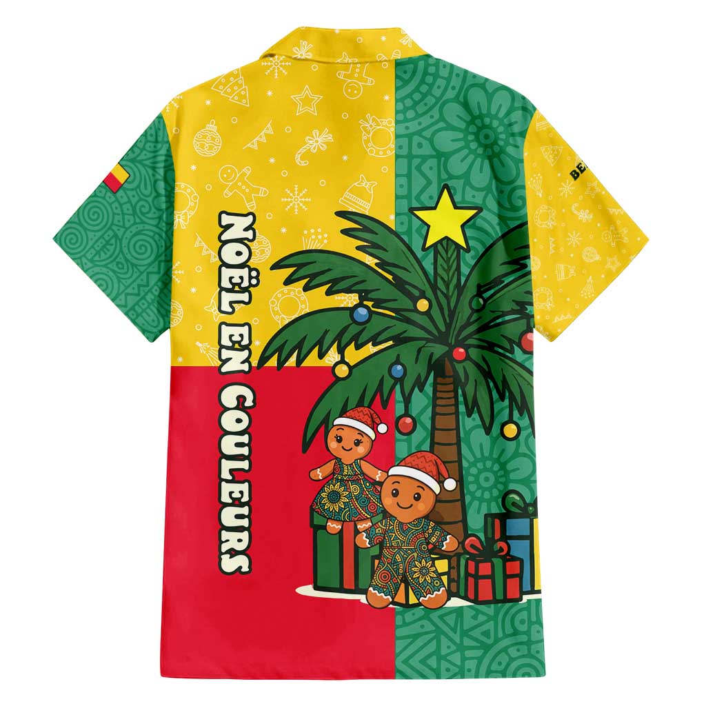 Benin Christmas Family Matching Summer Maxi Dress and Hawaiian Shirt with Palm Tree Dolls and Red Yellow Green Festive - Wonder Print Shop