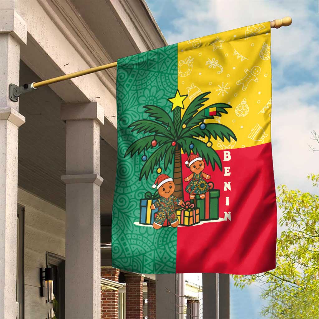Benin Christmas Garden Flag with Palm Tree Dolls and Red Yellow Green Festive - Wonder Print Shop