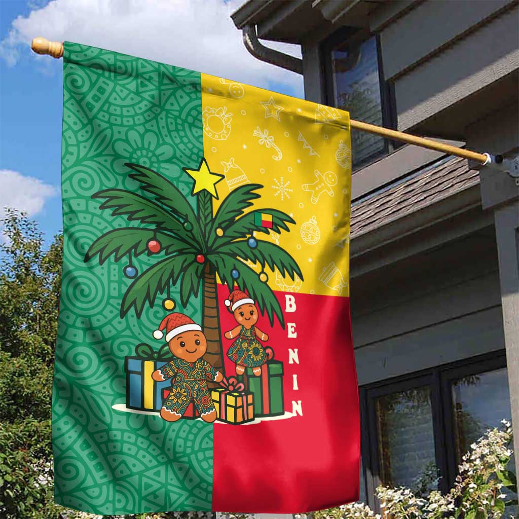 Benin Christmas Garden Flag with Palm Tree Dolls and Red Yellow Green Festive - Wonder Print Shop