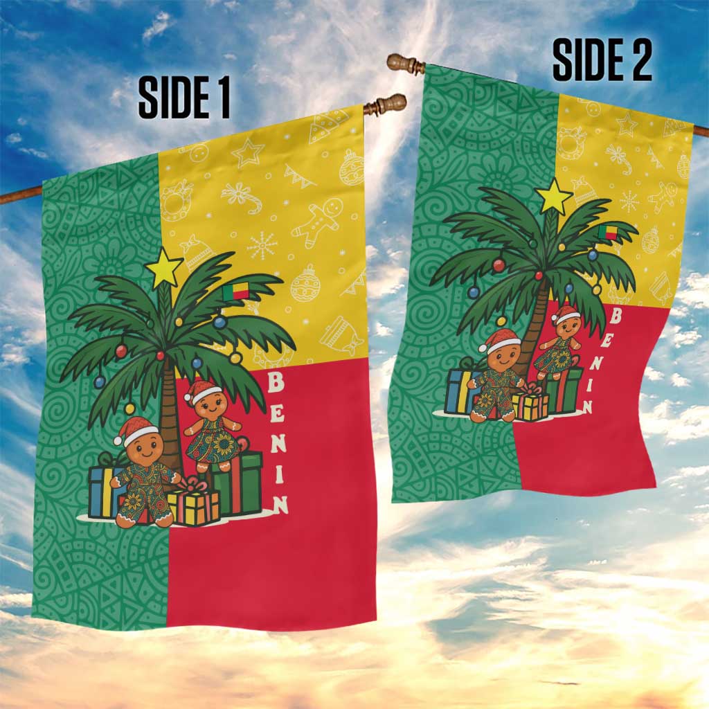 Benin Christmas Garden Flag with Palm Tree Dolls and Red Yellow Green Festive - Wonder Print Shop