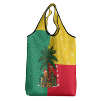 Benin Christmas Grocery Bag with Palm Tree Dolls and Red Yellow Green Festive - Wonder Print Shop