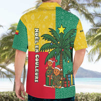 Benin Christmas Hawaiian Shirt with Palm Tree Dolls and Red Yellow Green Festive - Wonder Print Shop