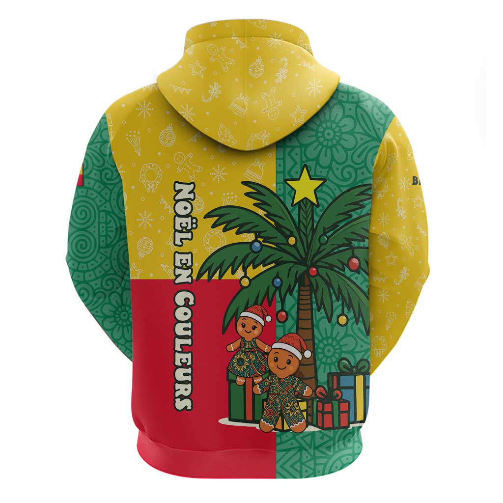 Benin Christmas Hoodie with Palm Tree Dolls and Red Yellow Green Festive - Wonder Print Shop