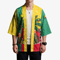 Benin Christmas Kimono with Palm Tree Dolls and Red Yellow Green Festive - Wonder Print Shop