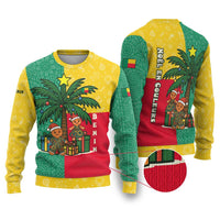 Benin Christmas Ugly Christmas Sweater with Palm Tree Dolls and Red Yellow Green Festive - Wonder Print Shop