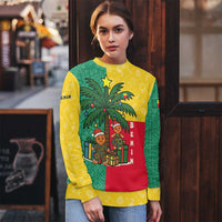 Benin Christmas Ugly Christmas Sweater with Palm Tree Dolls and Red Yellow Green Festive - Wonder Print Shop