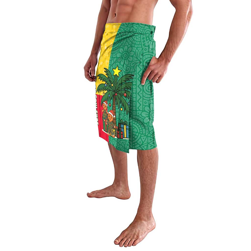 Benin Christmas Lavalava with Palm Tree Dolls and Red Yellow Green Festive - Wonder Print Shop