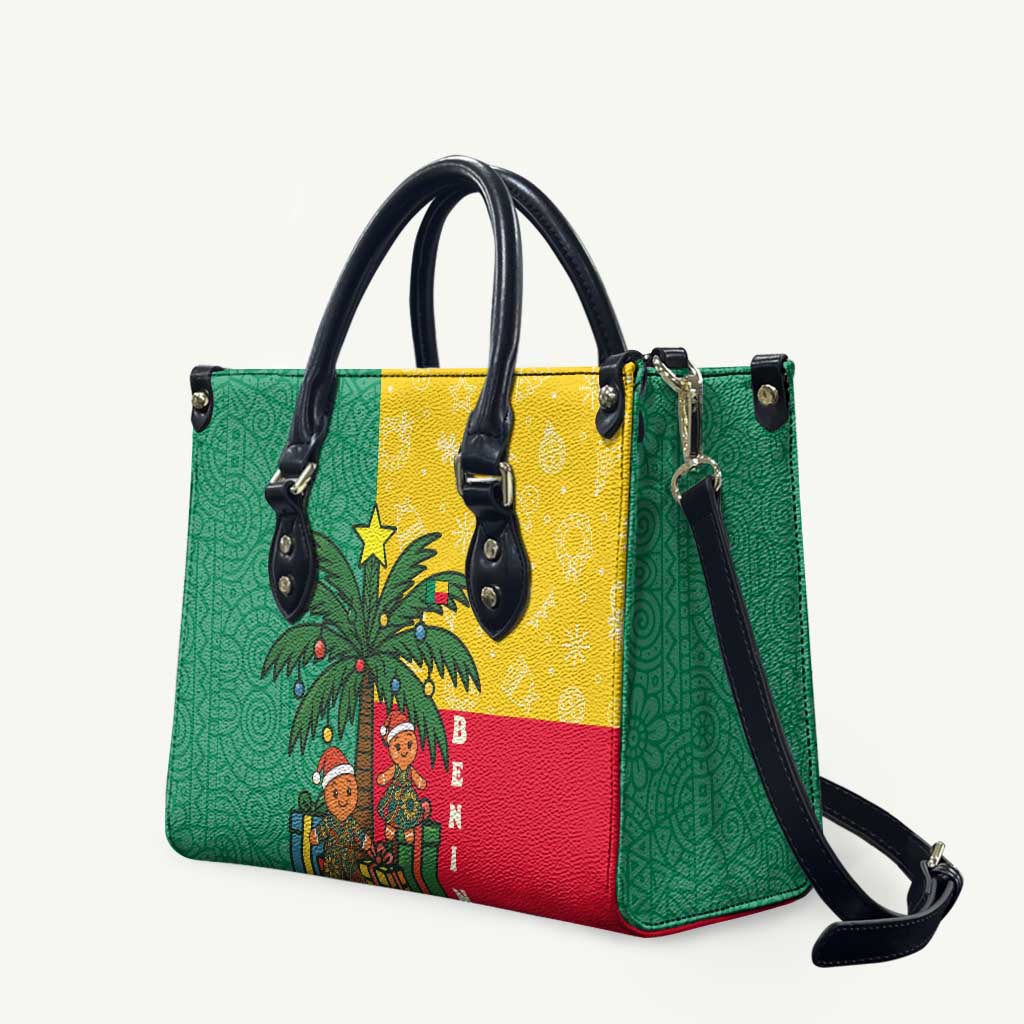 Benin Christmas Leather Bag with Palm Tree Dolls and Red Yellow Green Festive - Wonder Print Shop