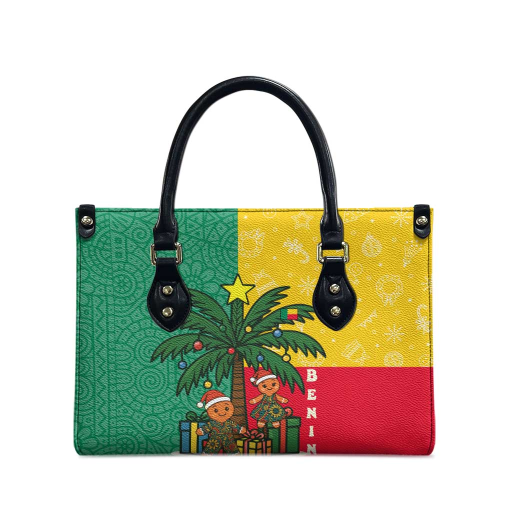 Benin Christmas Leather Bag with Palm Tree Dolls and Red Yellow Green Festive - Wonder Print Shop