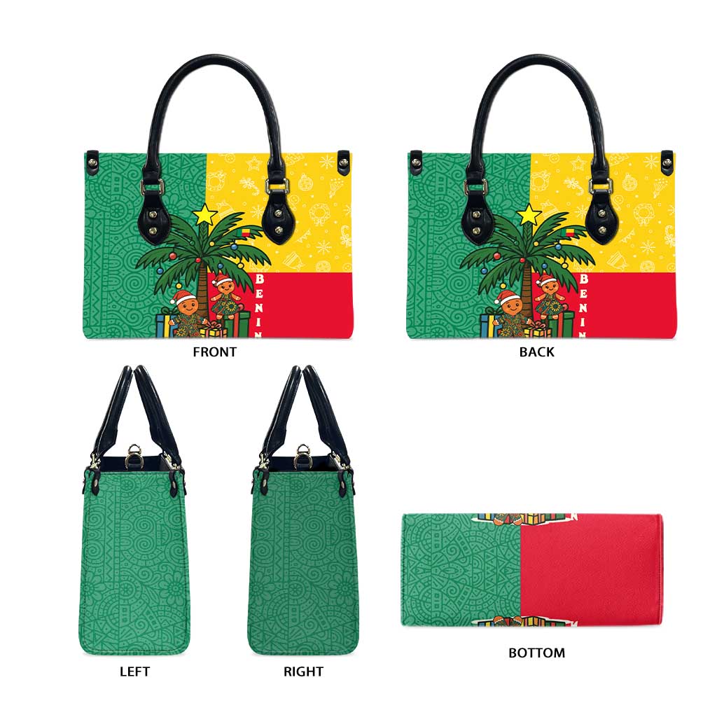 Benin Christmas Leather Bag with Palm Tree Dolls and Red Yellow Green Festive - Wonder Print Shop
