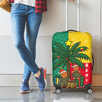 Benin Christmas Luggage Cover with Palm Tree Dolls and Red Yellow Green Festive - Wonder Print Shop