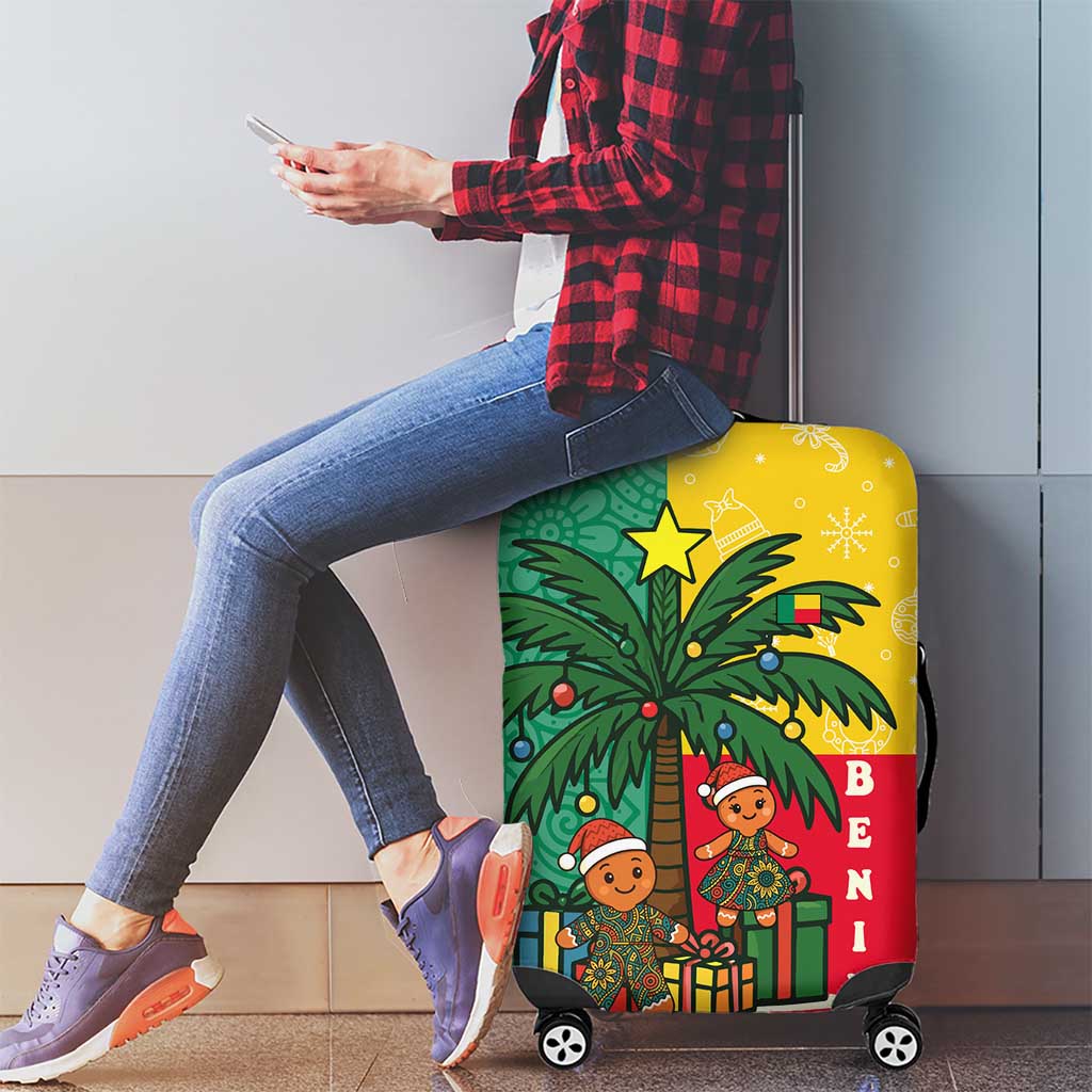 Benin Christmas Luggage Cover with Palm Tree Dolls and Red Yellow Green Festive - Wonder Print Shop