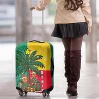 Benin Christmas Luggage Cover with Palm Tree Dolls and Red Yellow Green Festive - Wonder Print Shop