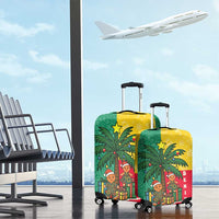 Benin Christmas Luggage Cover with Palm Tree Dolls and Red Yellow Green Festive - Wonder Print Shop