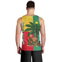 Benin Christmas Men Tank Top with Palm Tree Dolls and Red Yellow Green Festive - Wonder Print Shop