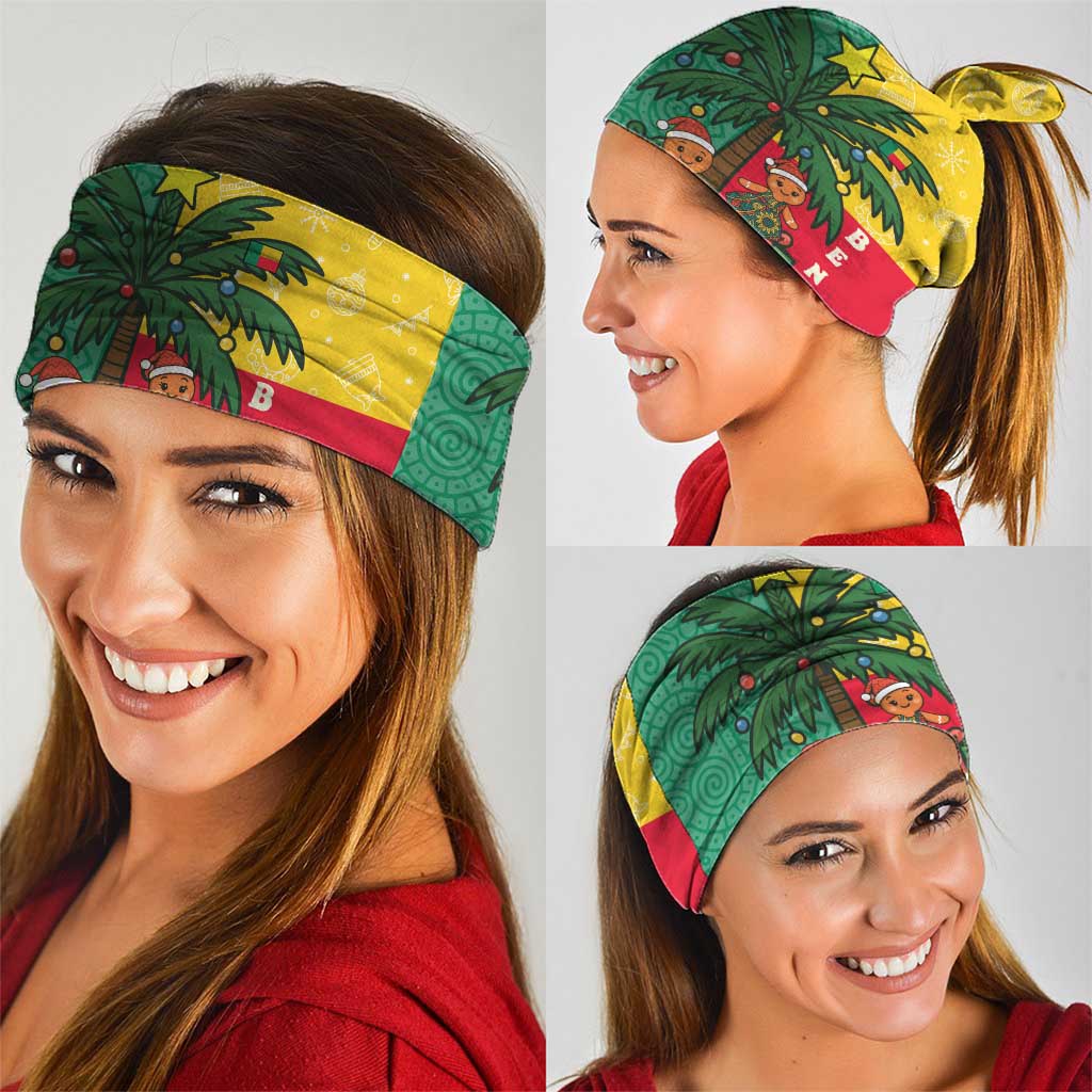 Benin Christmas Neck Gaiter with Palm Tree Dolls and Red Yellow Green Festive - Wonder Print Shop