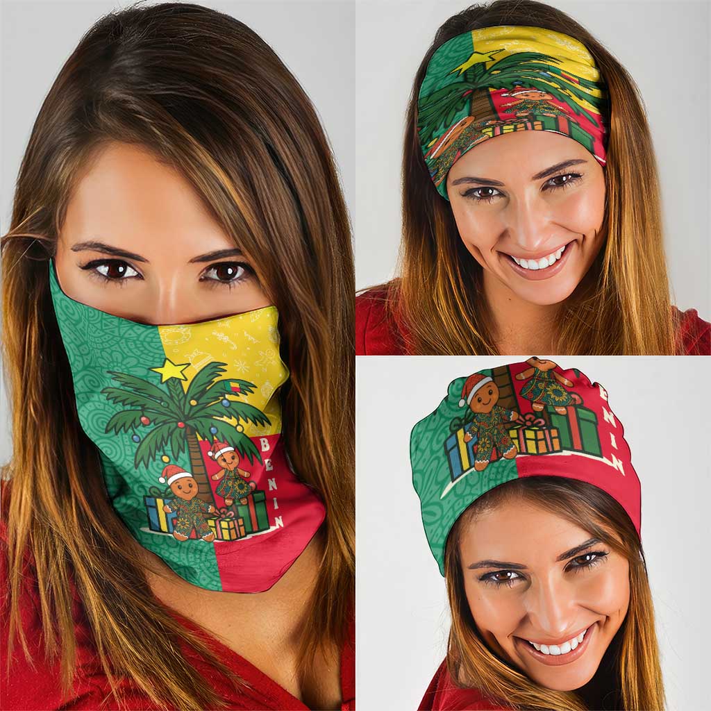 Benin Christmas Neck Gaiter with Palm Tree Dolls and Red Yellow Green Festive - Wonder Print Shop
